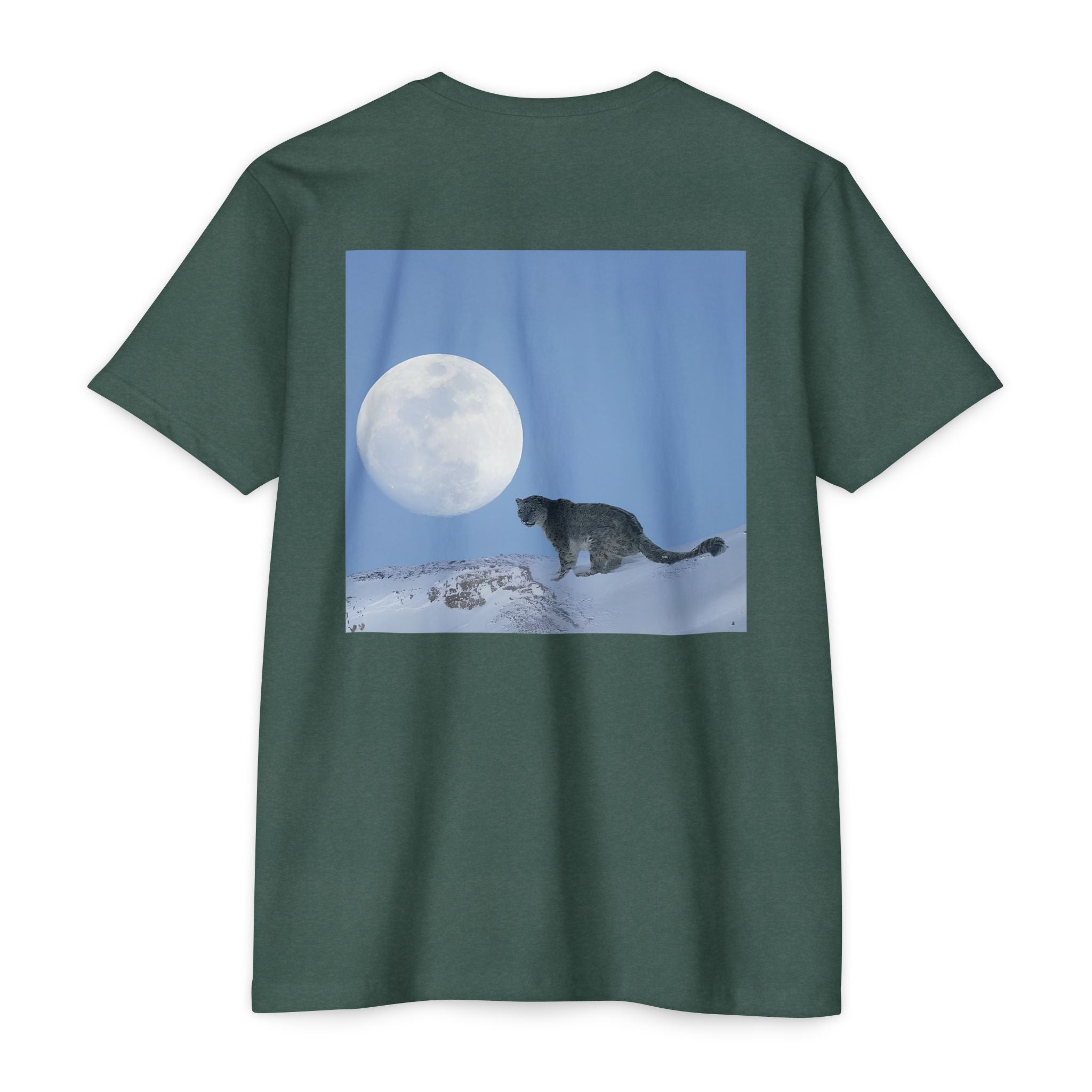 Snow Leopard & Moon T-Shirt — Celestial Wildlife Graphic Tee