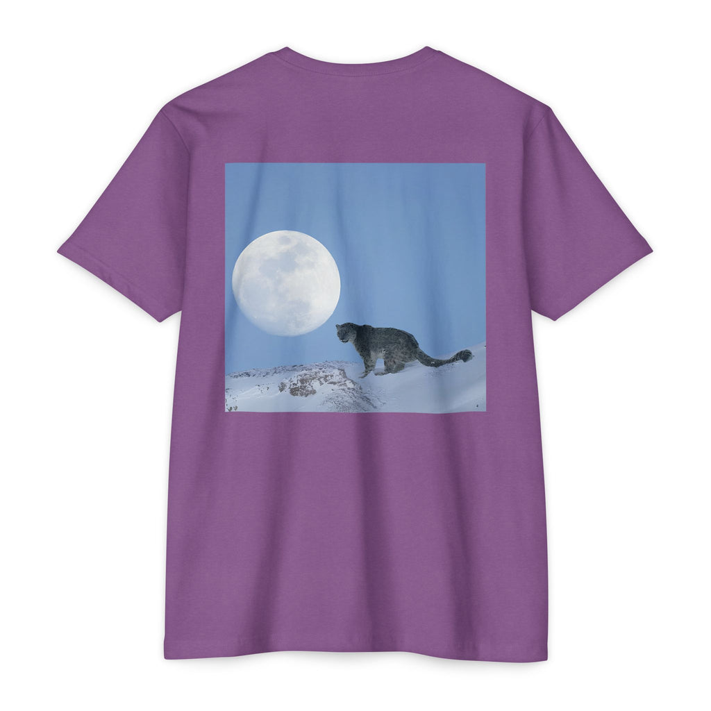 Snow Leopard & Moon T-Shirt — Celestial Wildlife Graphic Tee