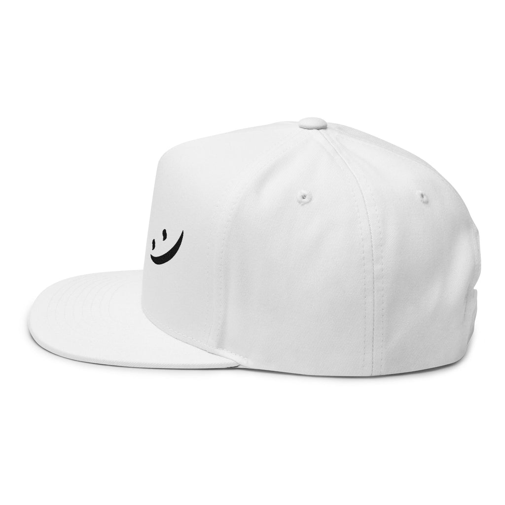 Embroidered Flat Bill Cap — "Caelora" Script with Minimal Smile Logo