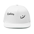 Embroidered Flat Bill Cap — "Caelora" Script with Minimal Smile Logo