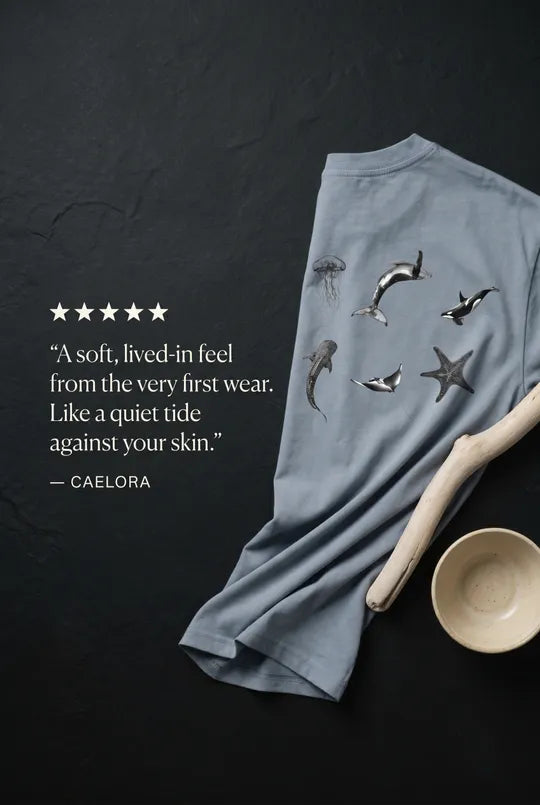 Caelora Sea Dwellers Cotton Tee — Ocean-Inspired Graphic T-Shirt