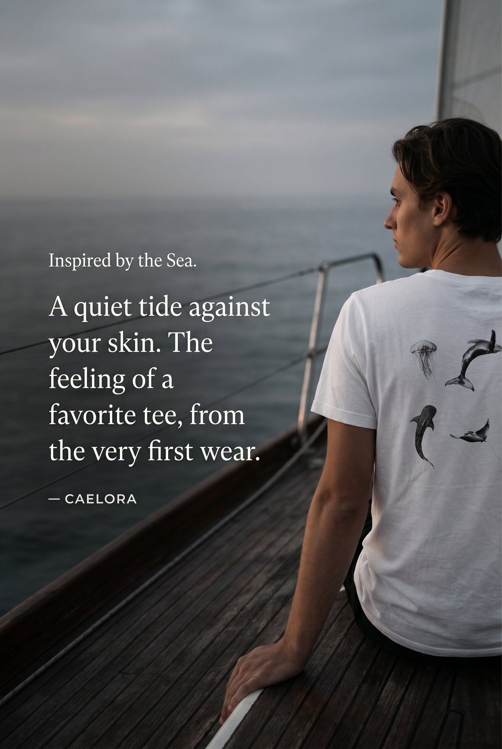 Caelora Sea Dwellers Cotton Tee — Ocean-Inspired Graphic T-Shirt